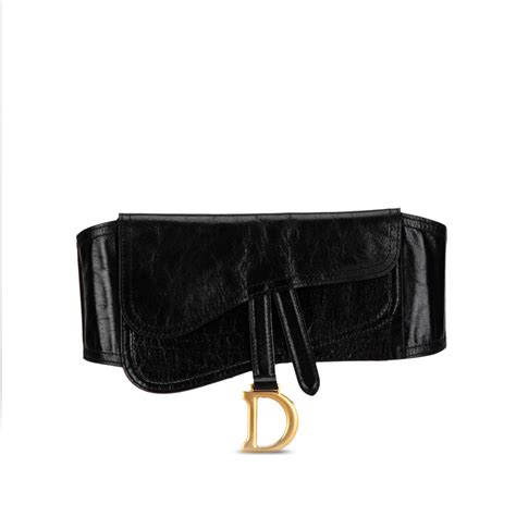 dior saddle belt in black lambskin|Saddle Belt Black Crinkled Lambskin, 13.5 CM .